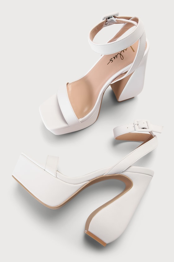 White platform sandals with ankle strap hotsell