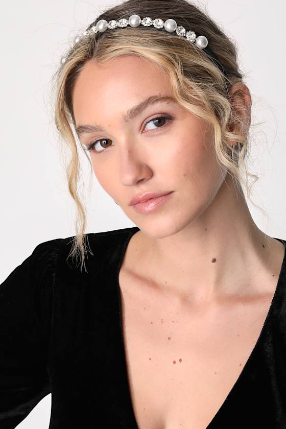 Black Headband Rhinestone Headband Pearl Headband Lulus