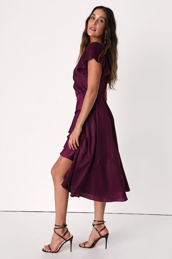 Serene Sight Plum Purple Midi Wrap Dress - thumbnail 3