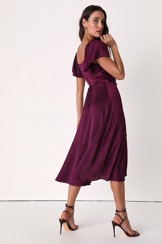 Serene Sight Plum Purple Midi Wrap Dress - thumbnail 4