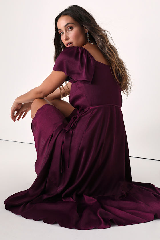 Serene Sight Plum Purple Midi Wrap Dress - thumbnail 5