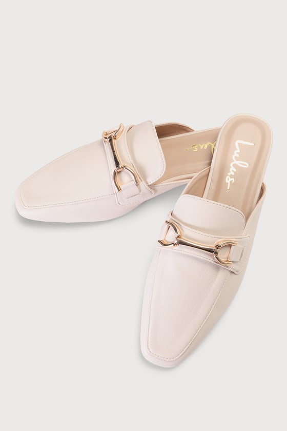 White slide on loafers cheap