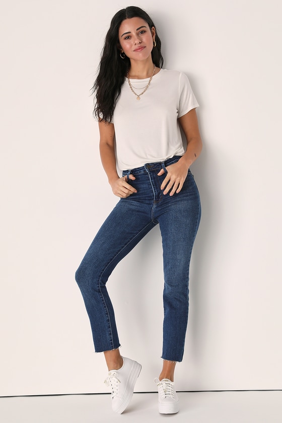 Buy LONGBIDA Women's Flared Bell Bottom Elastic Waist Skinny Straight Fit  Raw Hem Denim Jeans(Brown,S) at Amazon.in
