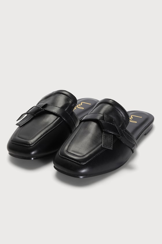 MULE SLIDE SANDAL IN BLACK LAMBSKIN main image 0