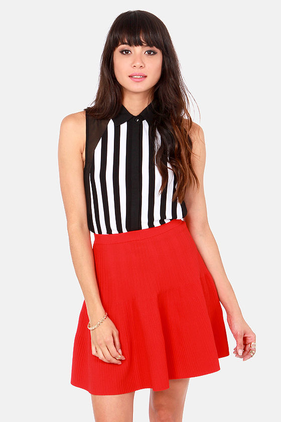 Cute Black and White Top Striped Top 37.00 Lulus