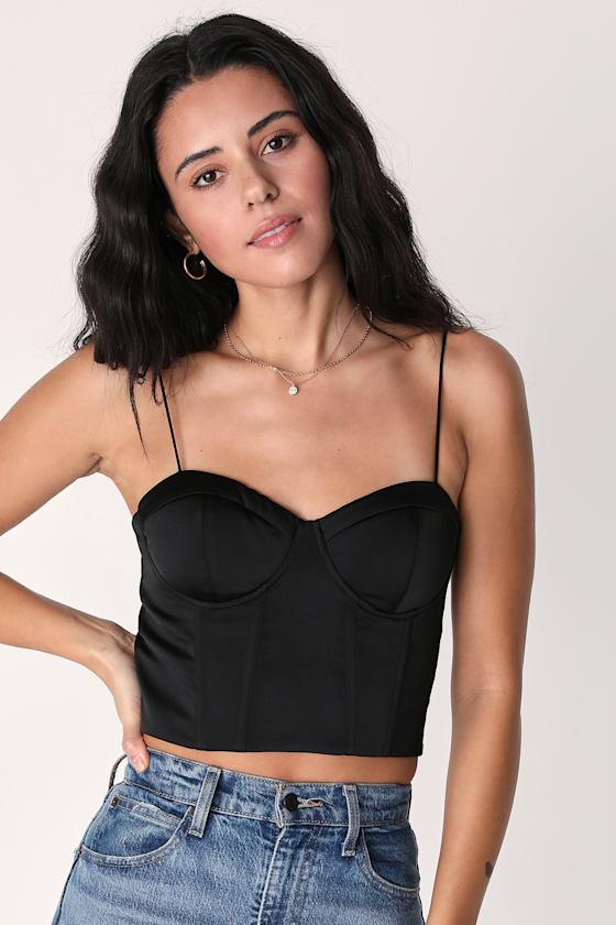 Sultry Signs Black Satin Bustier Tank Top 6