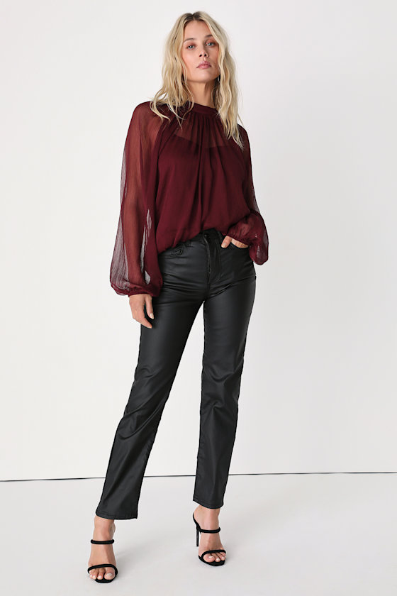 Angelically Airy Burgundy Balloon Sleeve Top - thumbnail 6