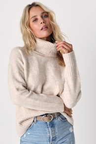 Found the Warmth Beige Turtleneck Pullover Sweater 1