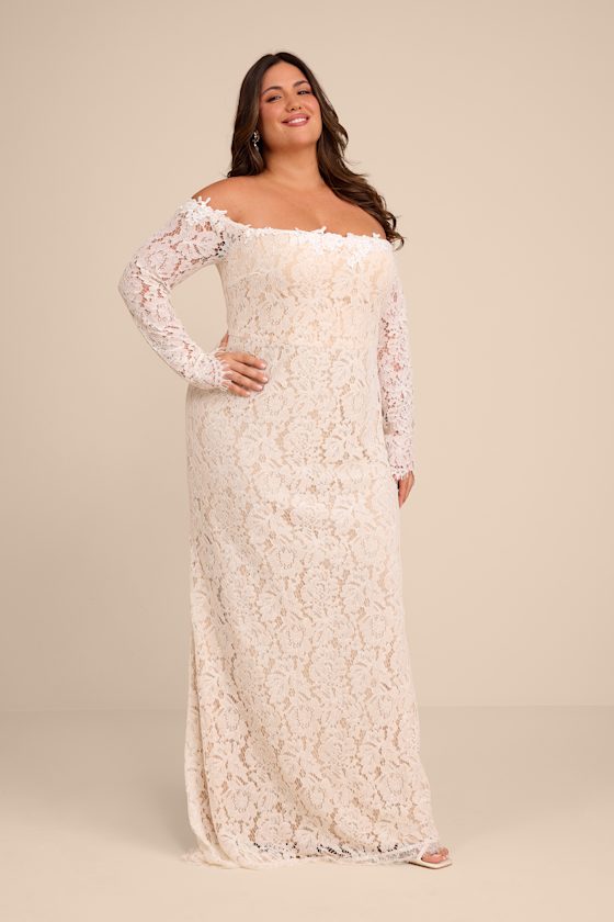 Romance Dreamer White Lace Off-the-Shoulder Maxi Dress - thumbnail 5