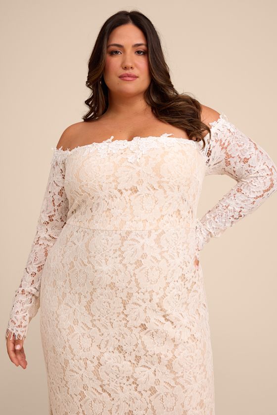 Romance Dreamer White Lace Off-the-Shoulder Maxi Dress - thumbnail 6
