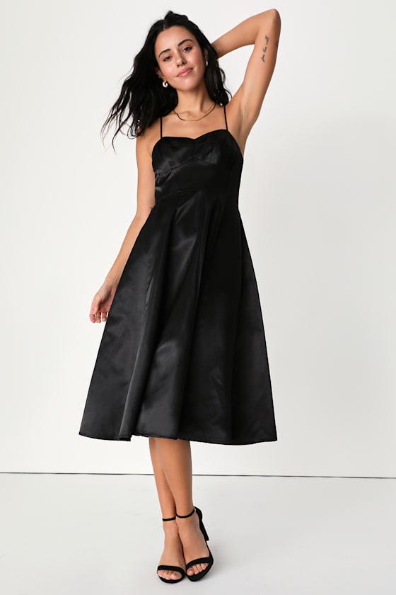 Something To Celebrate Black A-Line Midi Dress With Pockets 6