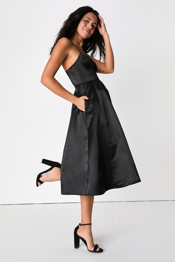 A line hotsell black midi dress