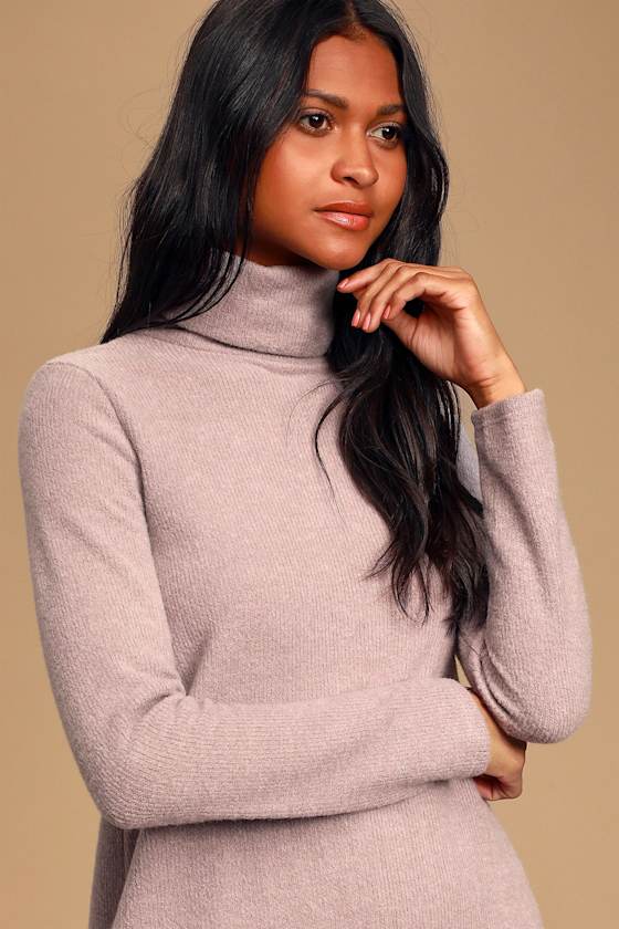 Alaina Dusty Lavender Long Sleeve Turtleneck Sweater Dress 8