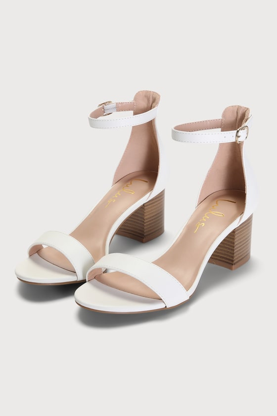 Lulus Harper White Ankle Strap Heels In White