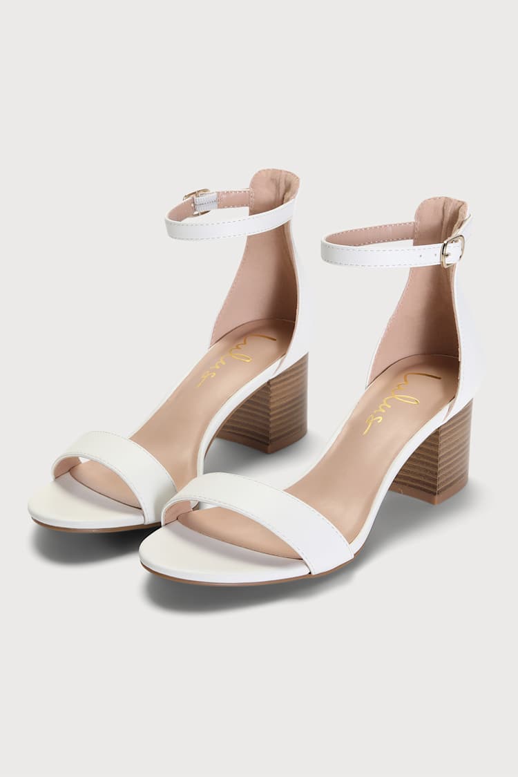 Harper White Ankle Strap Heels