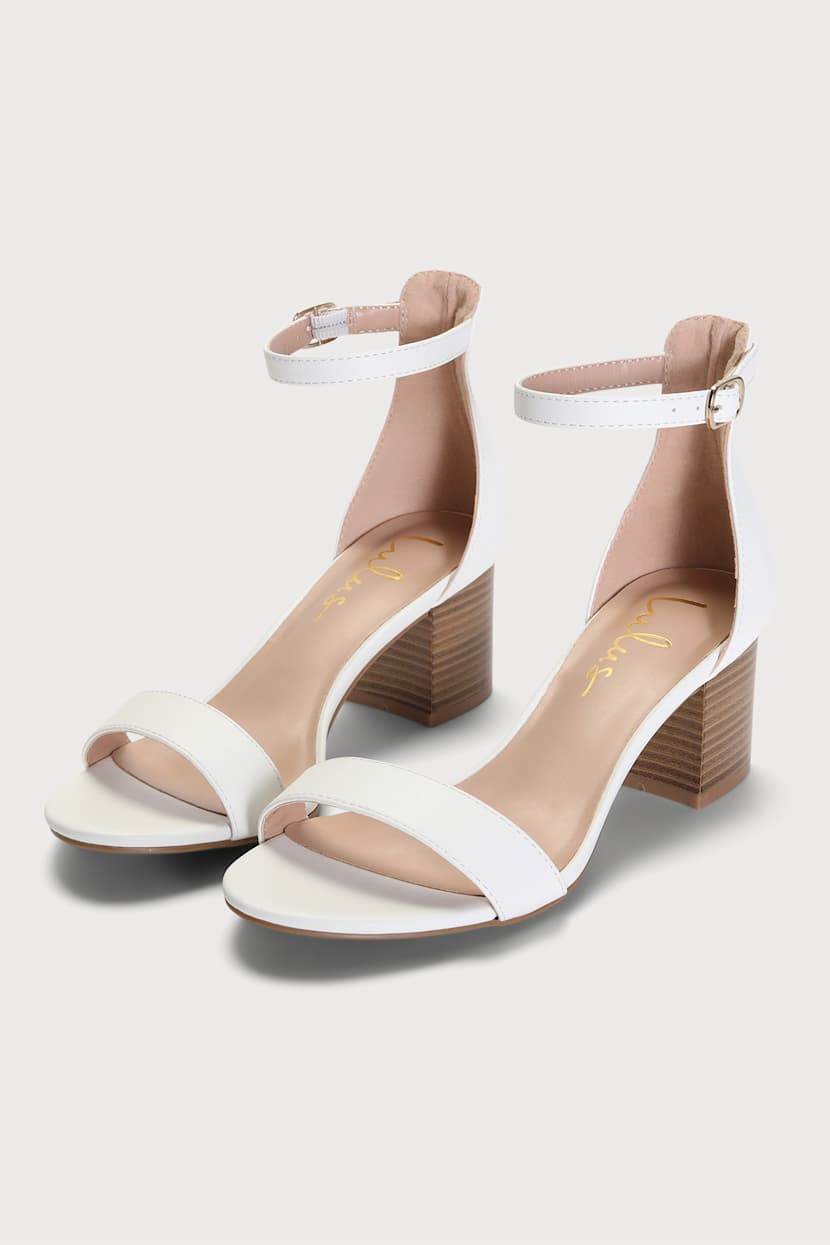 Harper White Ankle Strap Heels