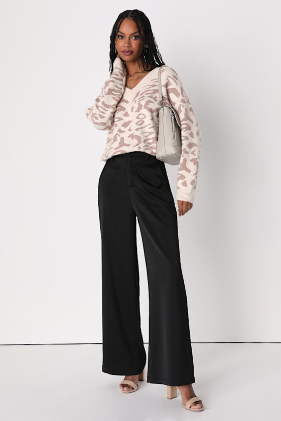 Modern Approach Black Satin Wide Leg Pants 1