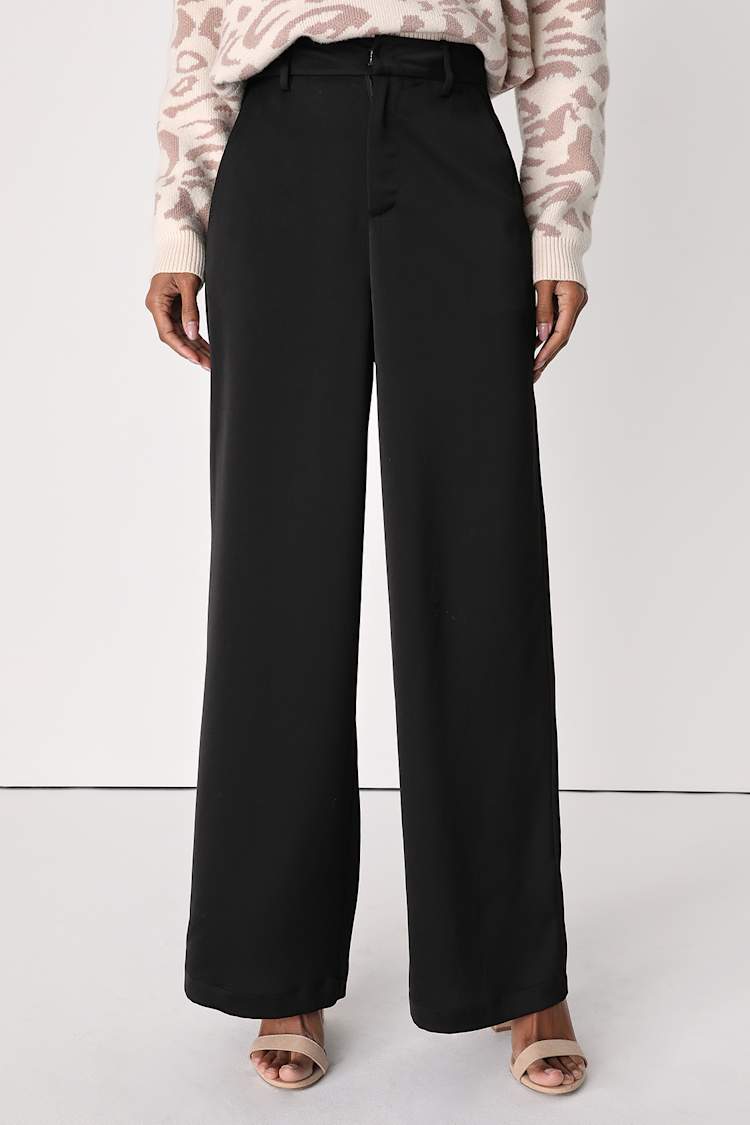 Modern Approach Black Satin Wide-Leg Pants