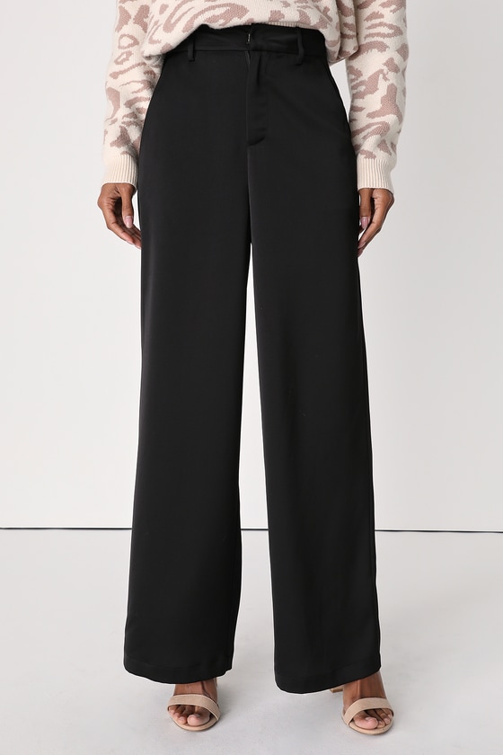 Black Satin Pants - Wide Leg Pants - High Waisted Satin Pants - Lulus