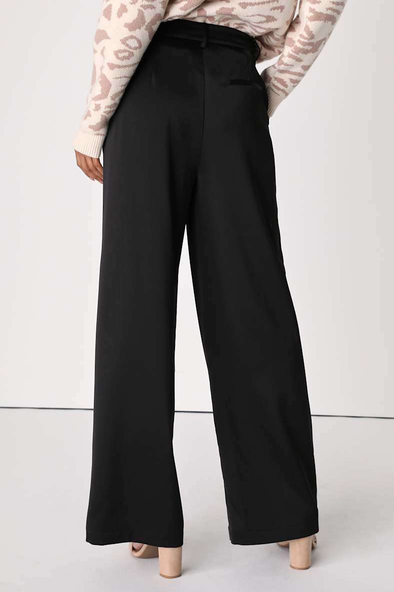 Modern Approach Black Satin Wide-Leg Pants