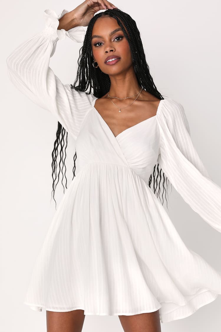 Lulus | Making Magic White Fringe Lace-Up Mini Dress | Size Large | 100% Polyester