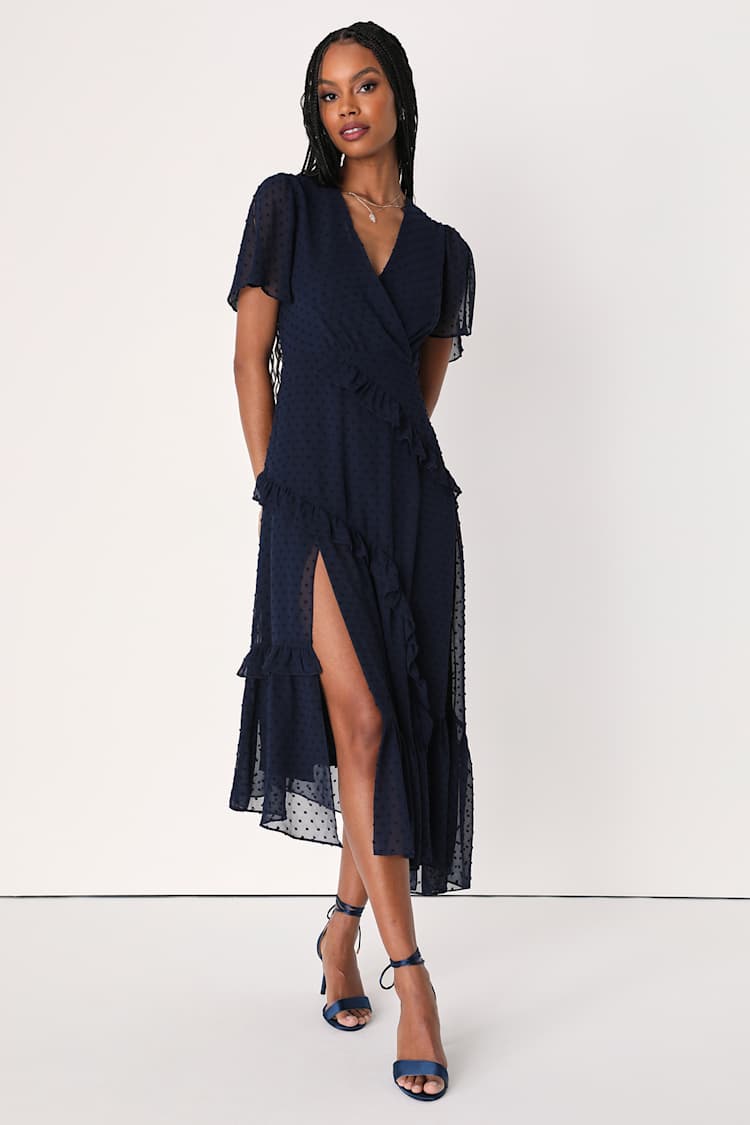pink midi dress with puff sleeves Orsay Flutter Sleeve Maxi Dress