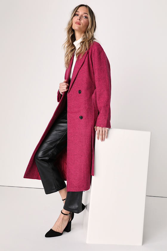 Snowy Sensation Berry Pink Double Breasted Coat 9