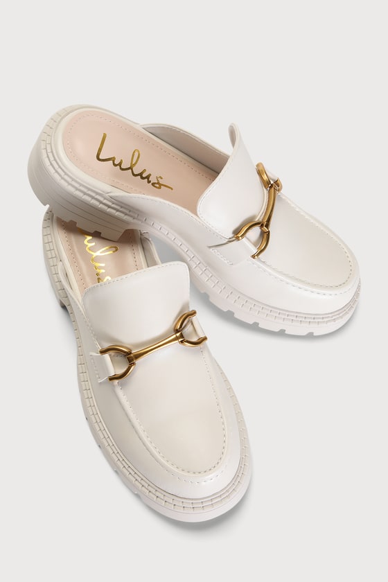 White slide on loafers hotsell