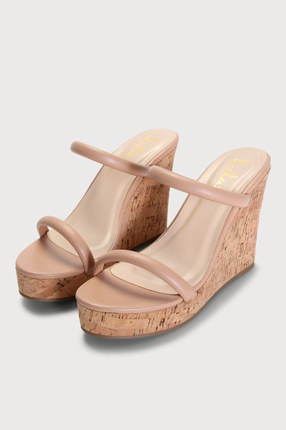 Darley Light Nude Cork Platform Wedge Sandals 1