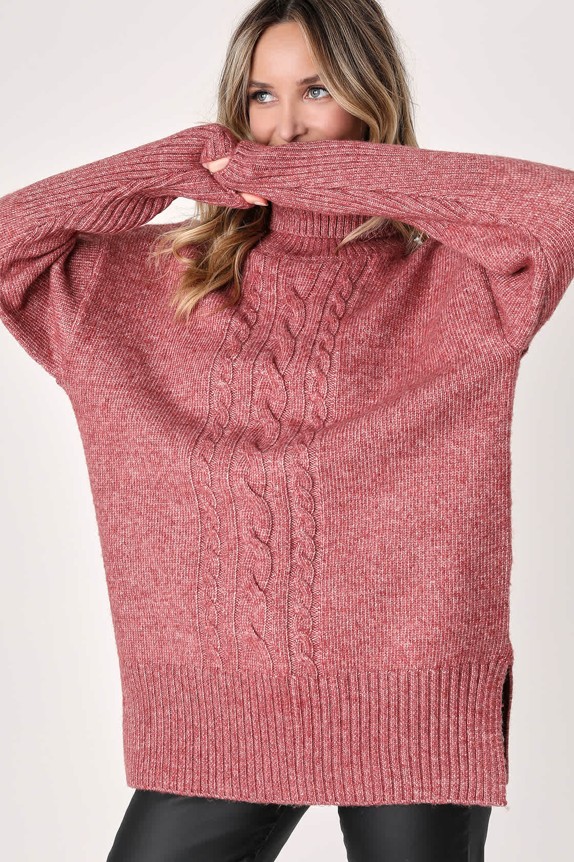 Cotton Knit Sweater Heather Red - Unisex main image 1