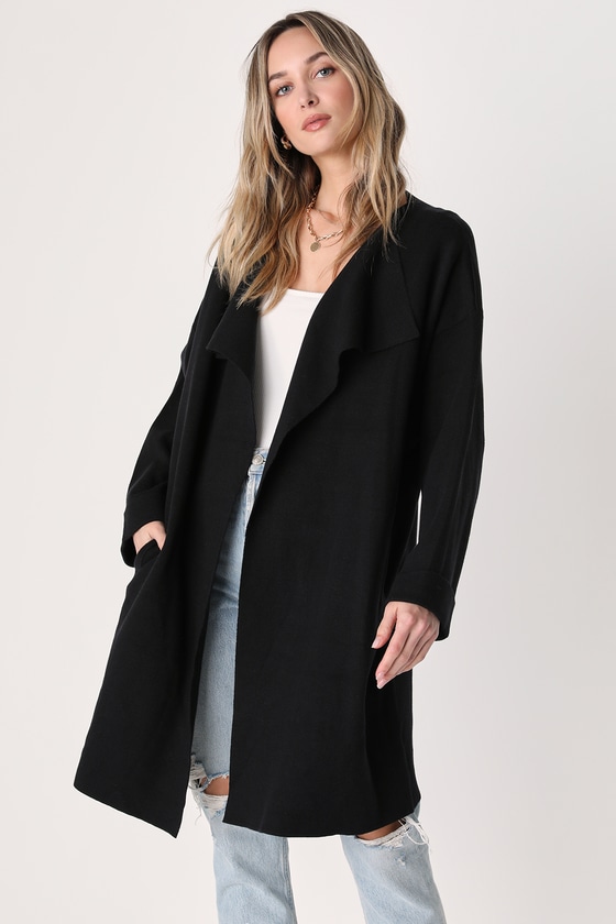 Black Coatigan - House Coat - Coatigan - Loose Coat - Draped Coat - Lulus
