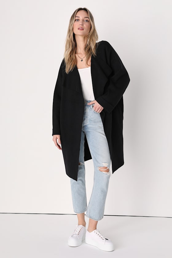 Comfort Classic Black Drapey Coatigan 2