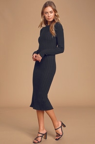 The Best Yet Black Ribbed Bodycon Sweater Dress