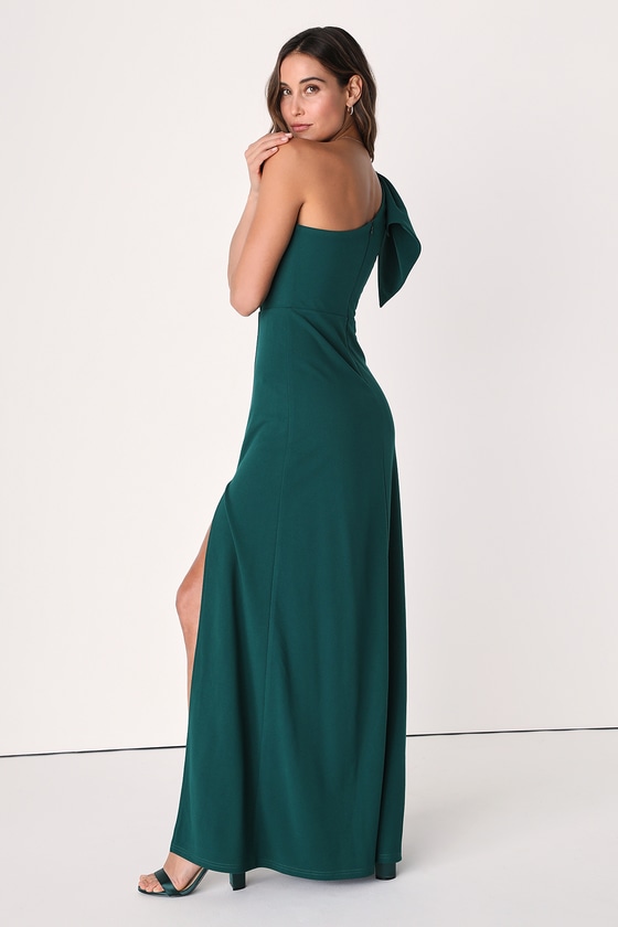 One-Shoulder Dress - Green Maxi Dress - Green Bridal Party Dress - Lulus