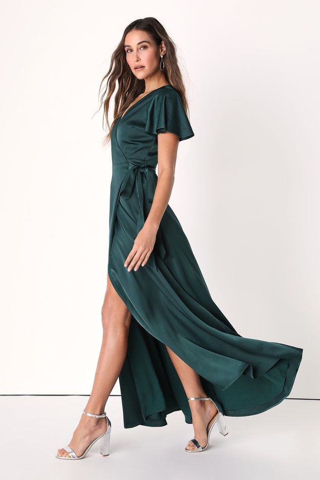surplice wrap maxi dress
