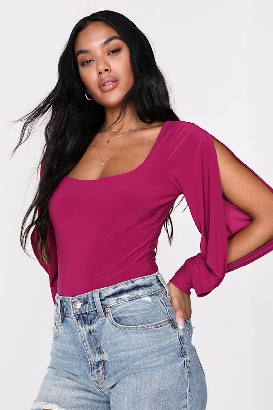 Mystic Peacock Magenta Maxi Sleeve Top