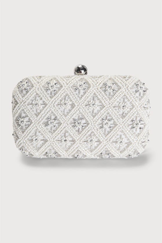 White Beaded Clutch White Clutch Accordion Clutch Lulus