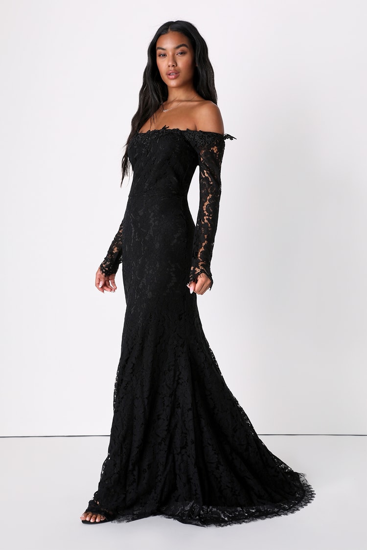 Black Lace Prom Dress