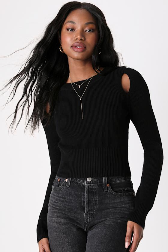 Baylee Cutout Back Sweatshirt - Black