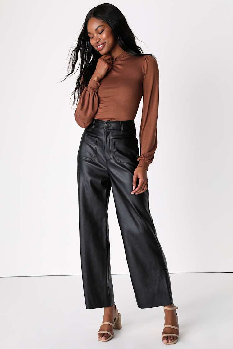 Wide Leg Leather Pants Street Style Stride In Style Black Vegan