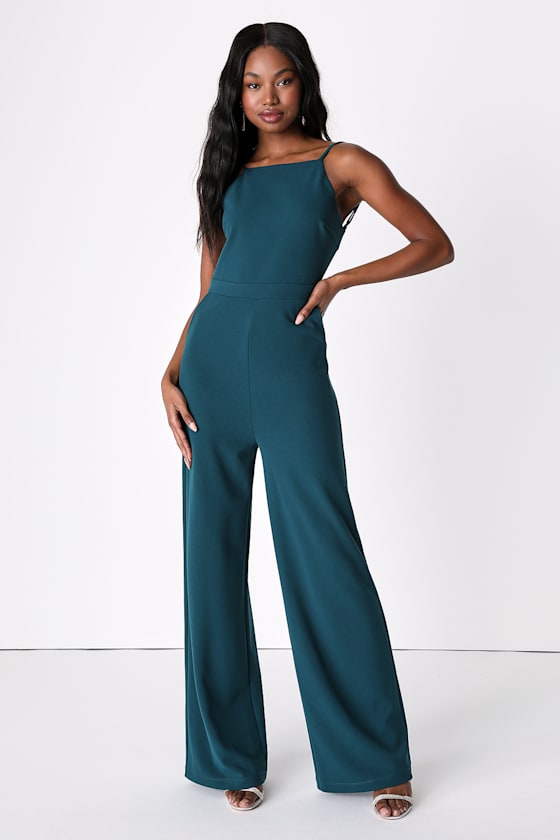 Forest Green Jumpsuit Backless Jumpsuit WideLeg Jumpsuit Lulus