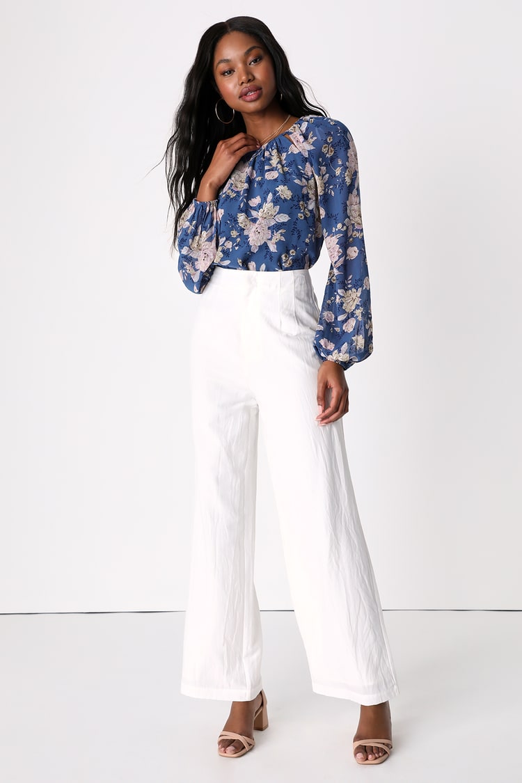 Stylish Impulse White High Rise Wide-Leg Trouser Pants