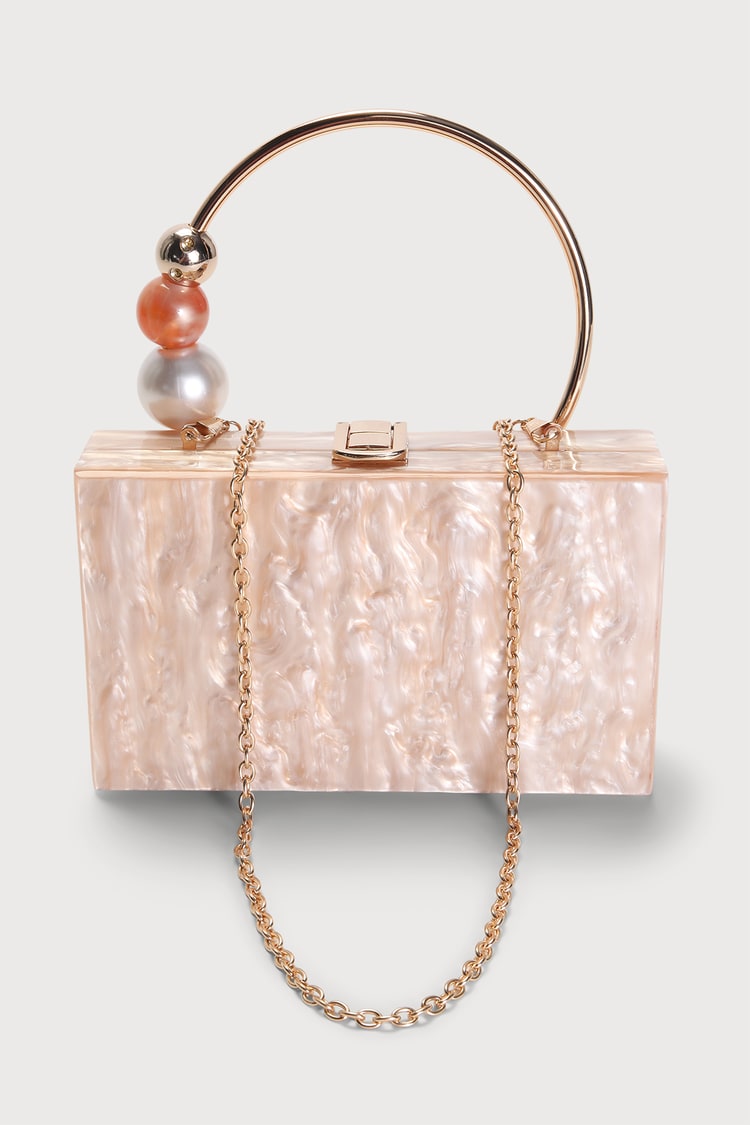 ASOS + Marble Clutch Bag with Metal Handle