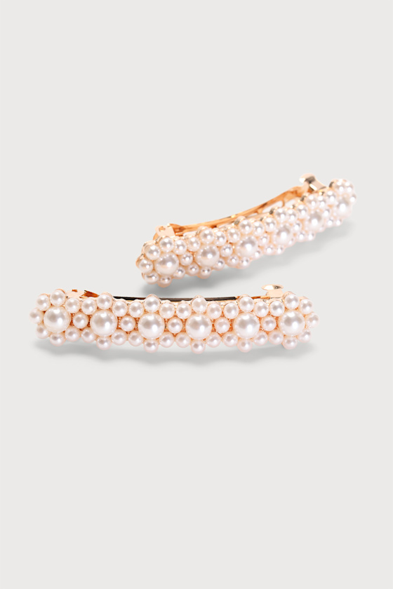 Darling Sweetie Gold Pearl Hair Clip Set 1