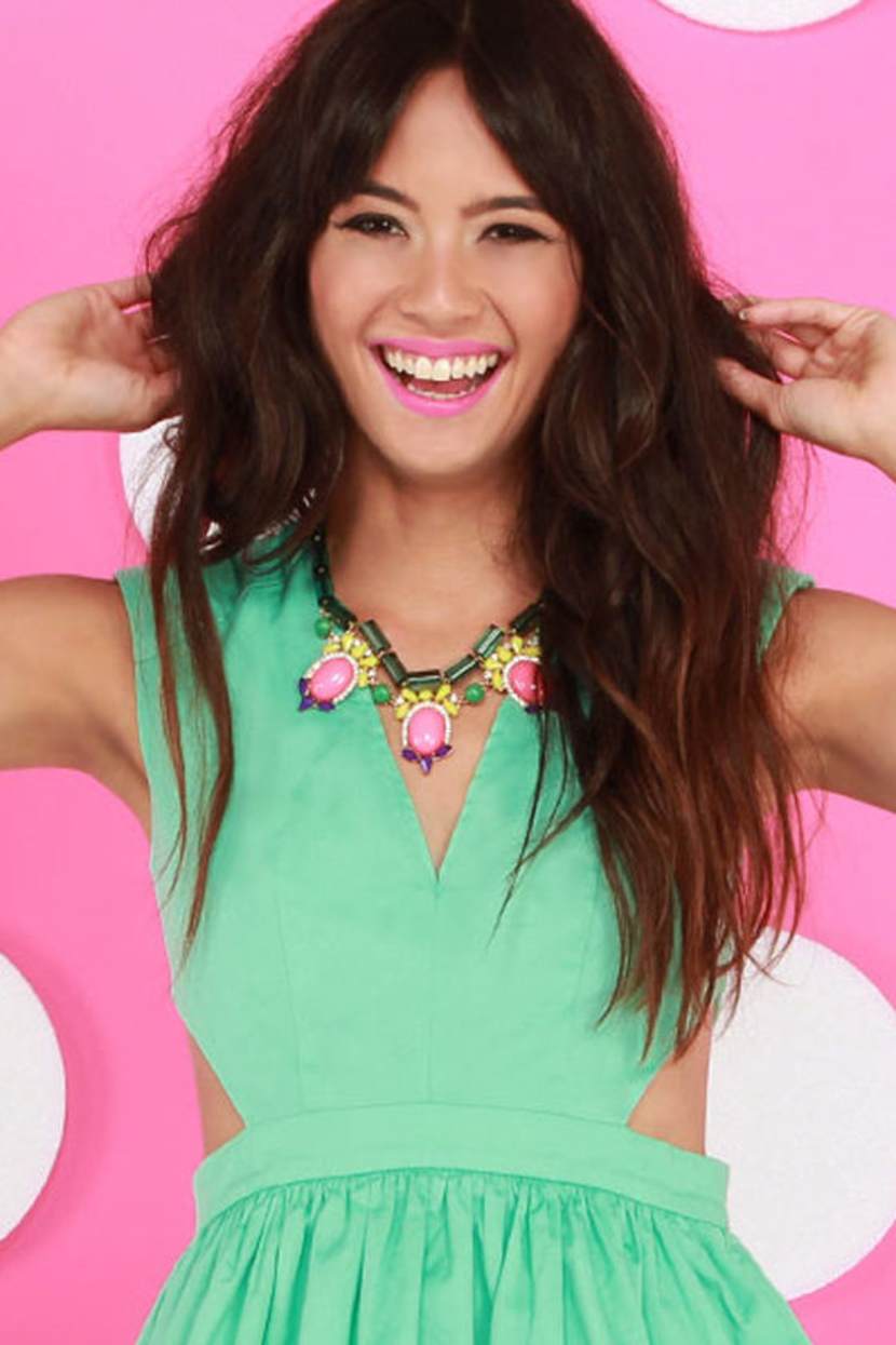 Colorful Statement Necklace - Pink Necklace - Green Necklace - $20.00 -  Lulus