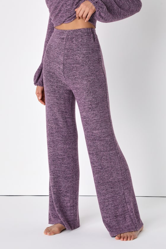 Purple Lounge Set - Hacci Knit Pants - Heather Knit Bottoms - Lulus