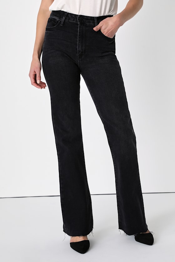 Kaelie Washed Black High-Rise Vintage Flare-Leg Jeans 2