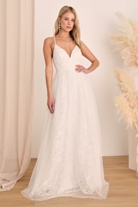 Romantic Dreamer Ivory Embroidered Tulle Maxi Dress