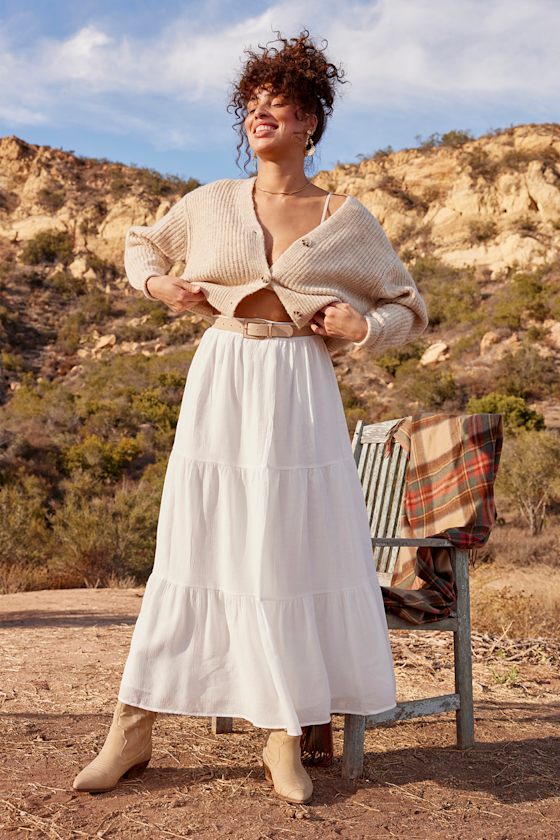 Tier and Dear Ivory Tiered Maxi Skirt 1