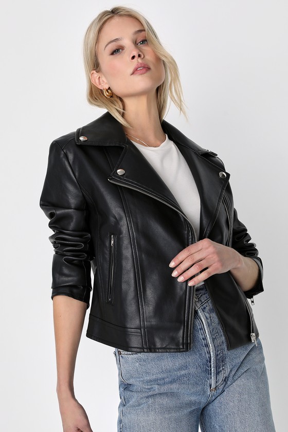 Cute Black Jacket - Vegan Leather Jacket - Moto Jacket - Lulus
